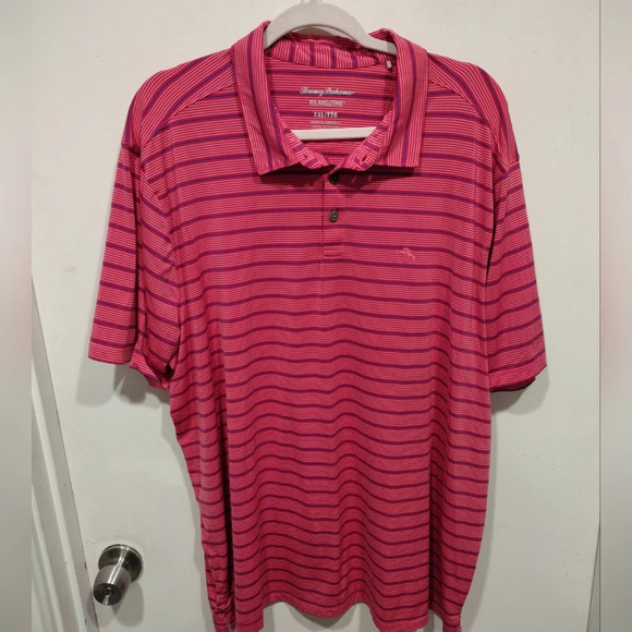 Tommy Bahama Island Zone Men's Pink Stripe Performance Golf Polo Sz XXL-Casual - Picture 1 of 6